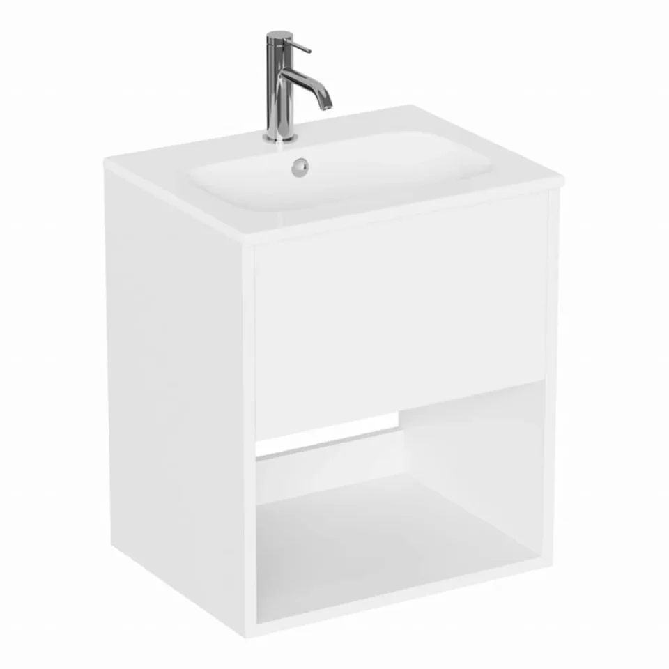 Britton Hackney Basin Unit 500mm Gloss White detail view - Image 2