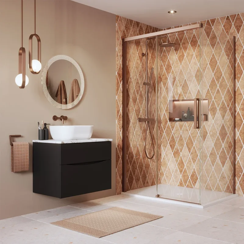 Crosswater Asura 8mm Side Panel for Sliding Door 900 Brushed Bronze product image - Image 3