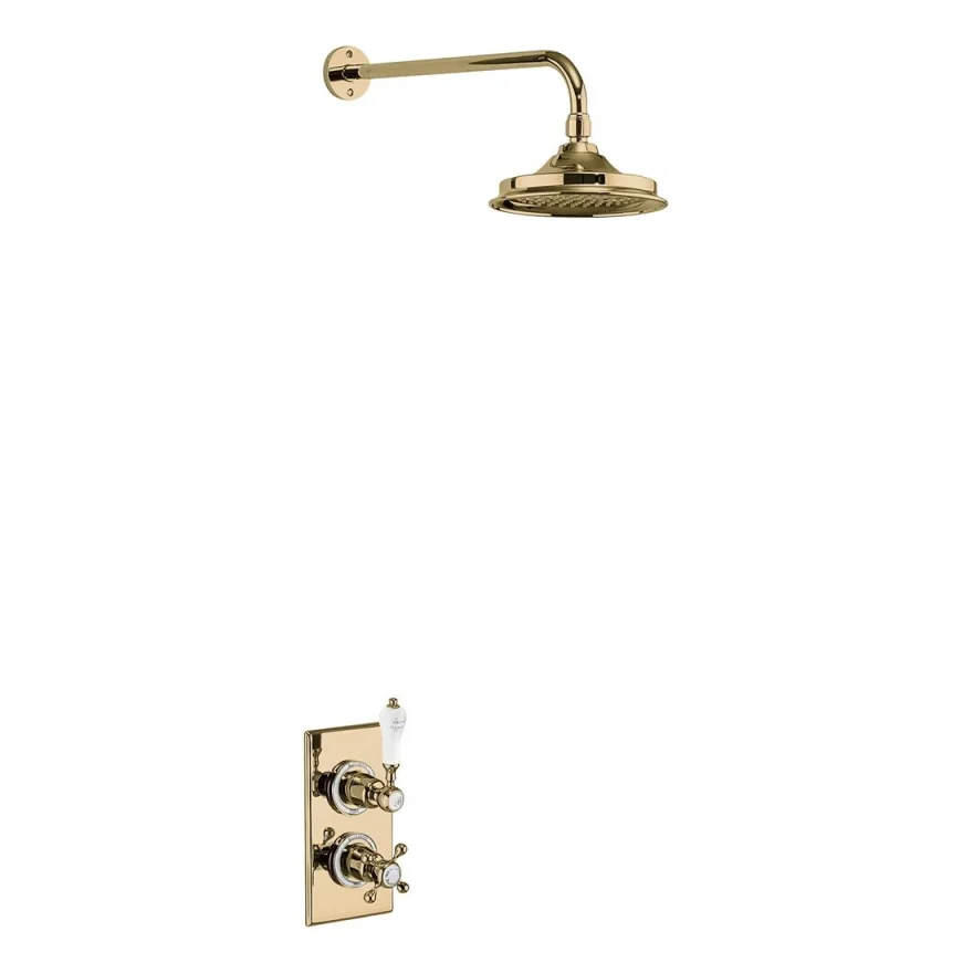 Burlington Trent Single Shower Valve And Arm Gold detail view - Image 2