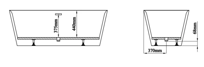 Eastbrook Sandford 1500 Freestanding Bath Inc Waste White technical drawing - Image 4