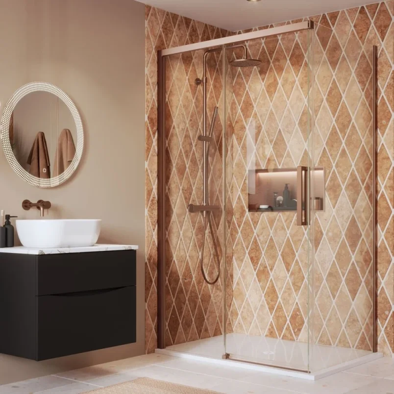 Crosswater Asura 8mm Sliding Door 1500 Brushed Bronze detail view - Image 2