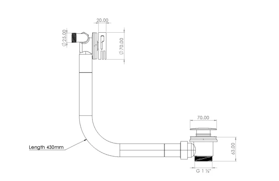 Saneux Cos Bath Filler Overflow & Clicker Waste - Chrome product image - Image 3