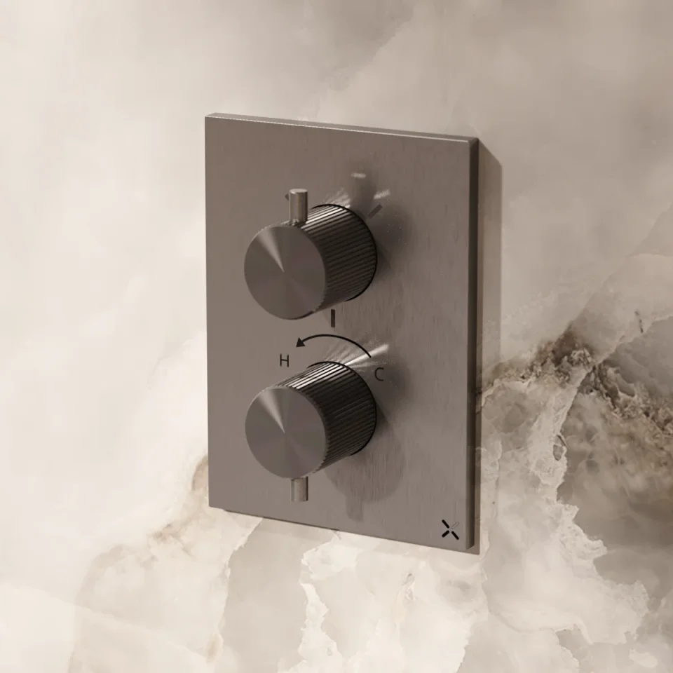 Crosswater Crossbox 3ONE6 3 Outlet Trim & Levers Stainless detail view - Image 7