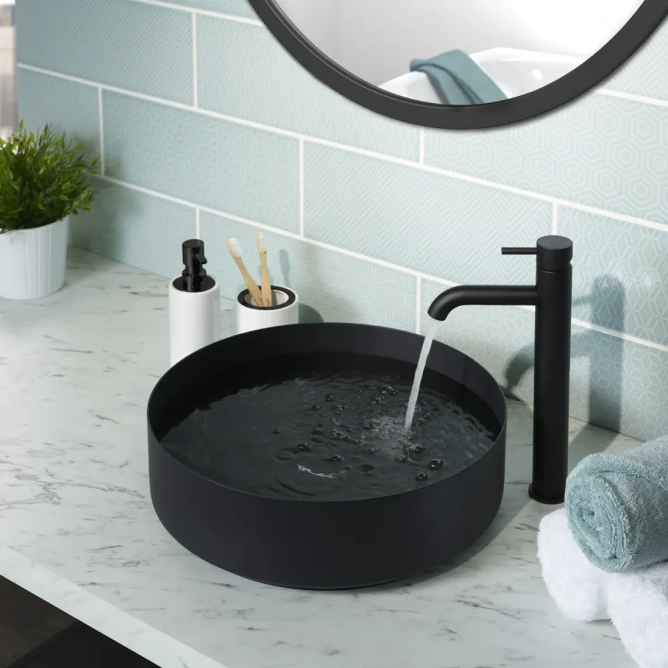 Just Taps Vos Matt Black Grade 316 Stainless Steel Counter Top Basin product image - Image 1