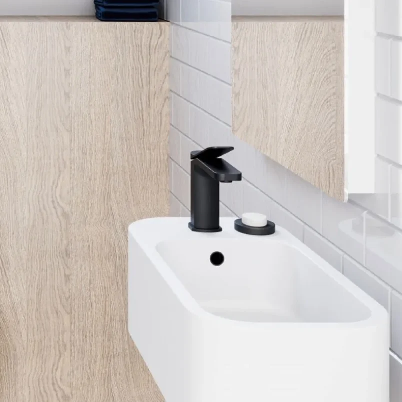 Crosswater Glide II Basin Monobloc Matt Black detail view - Image 3