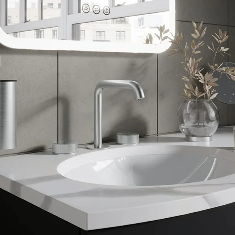 Crosswater 3ONE6 Basin 3 Hole Set Deck Mounted Stainless detail view - Image 4