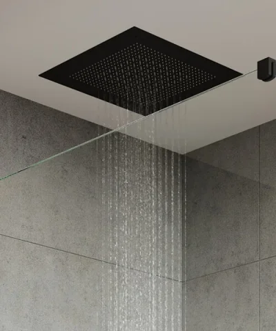 Crosswater Tranquil Recessed Shower Head Dual Flow 380mm Matt Black detail view - Image 2