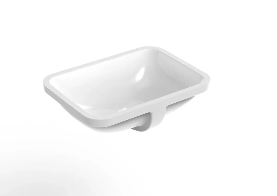 Saneux Sienna 55x40cm Undermount Washbasin - Gloss White detail view - Image 3