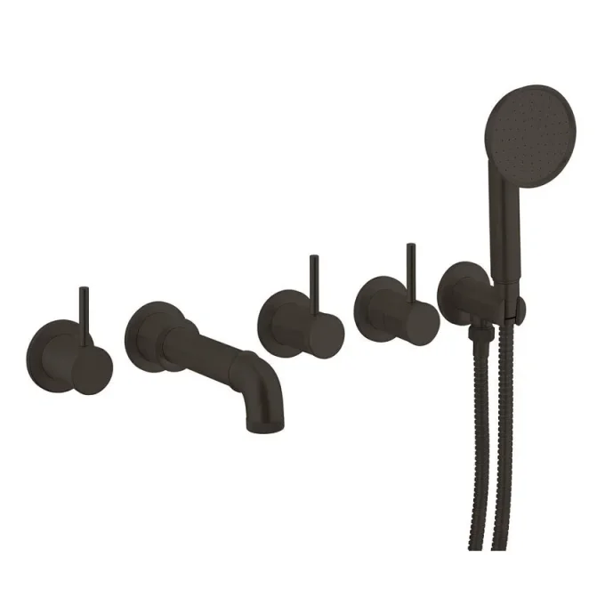 Crosswater MPRO Industrial 5 Hole Bath Filler with Spout & Handset Carbon Black detail view - Image 2