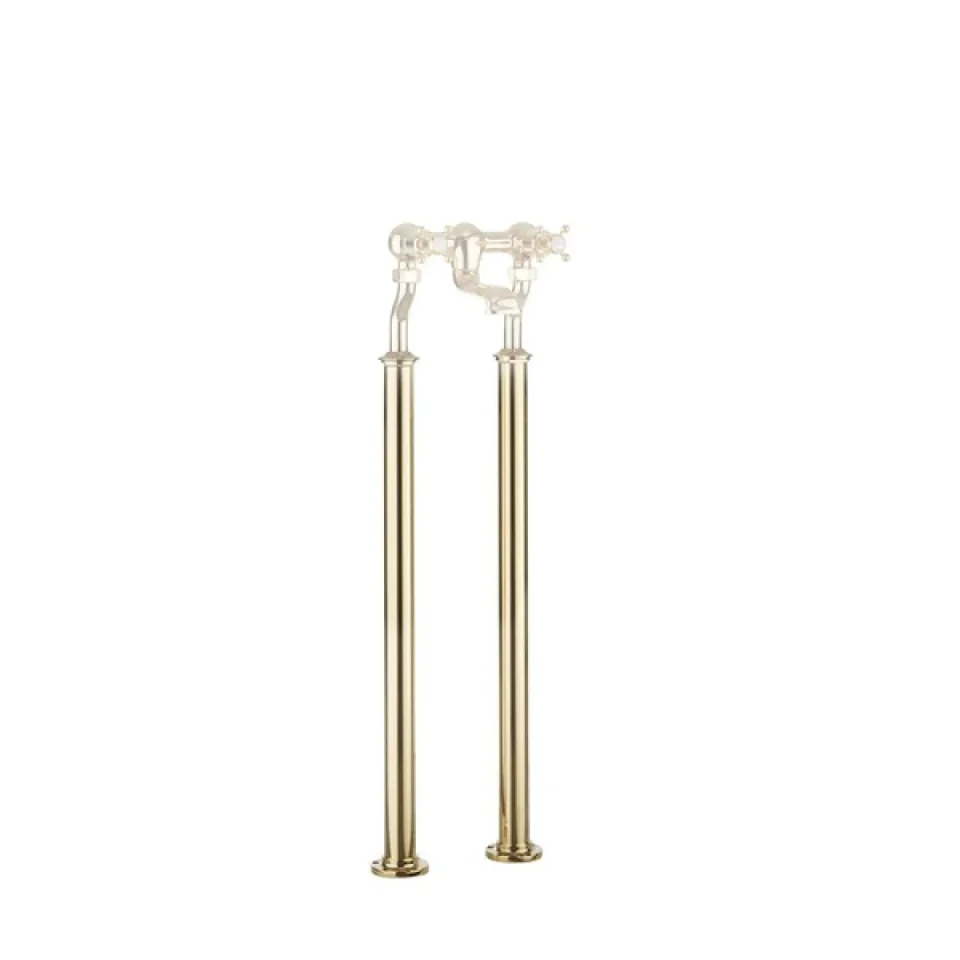 Crosswater Belgravia Traditional Floor Standing Bath Filler Leg Set Unlacquered Brass detail view - Image 2