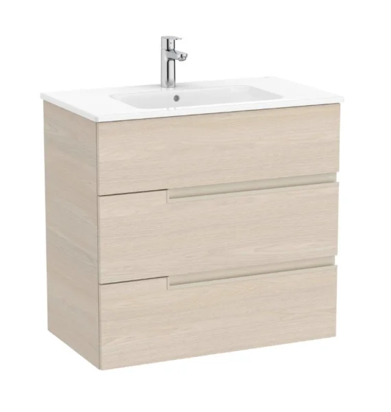 Roca Victoria-n Base Unit With 3 Drawers 800 X 460mm - Light Ash