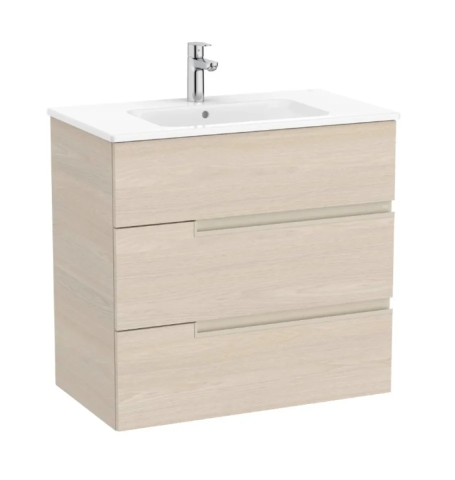 Roca Victoria-n Base Unit With 3 Drawers 800 X 460mm - Light Ash product image - Image 1