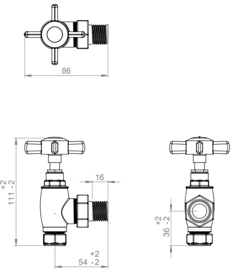 Vogue VL008 Pair Angled Valves With Cover Plates And Connection Tubes Bright Nickel detail view - Image 2