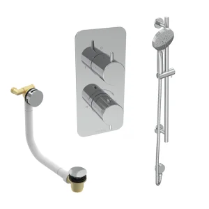 Saneux Eden 2 Way Shower Kit - W/ 3 Function Handset & Slider Rail & Bath Filler - Chrome