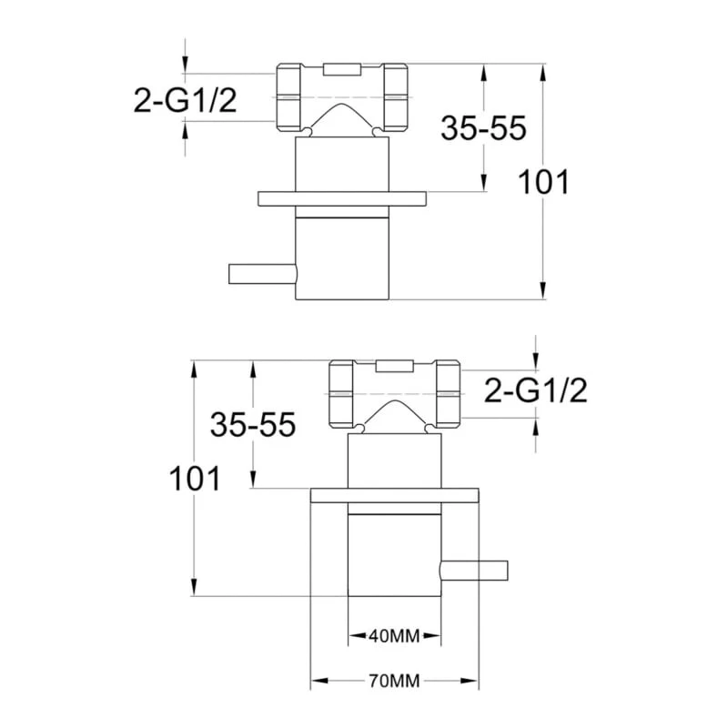 Just Taps Vos Wall Valves Designer Handle Brushed Brass