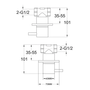Just Taps Vos Wall Valves Designer Handle Brushed Brass