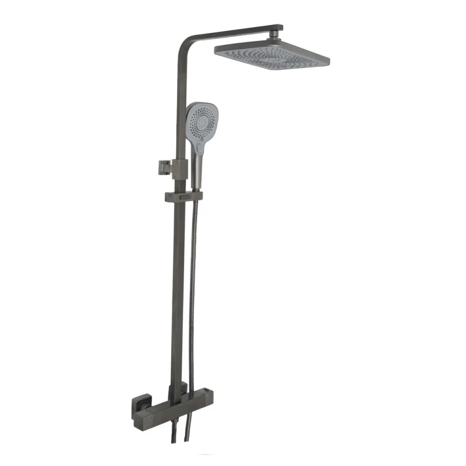 Just Taps Hix Thermostatic Bar Valve With 2 Outlets Adjustable Riser Brushed Black product image - Image 1