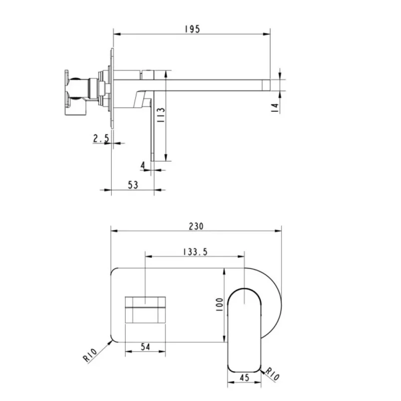 Just Taps Axel Single Lever Wall Mounted Basin Mixer Chrome detail view - Image 2