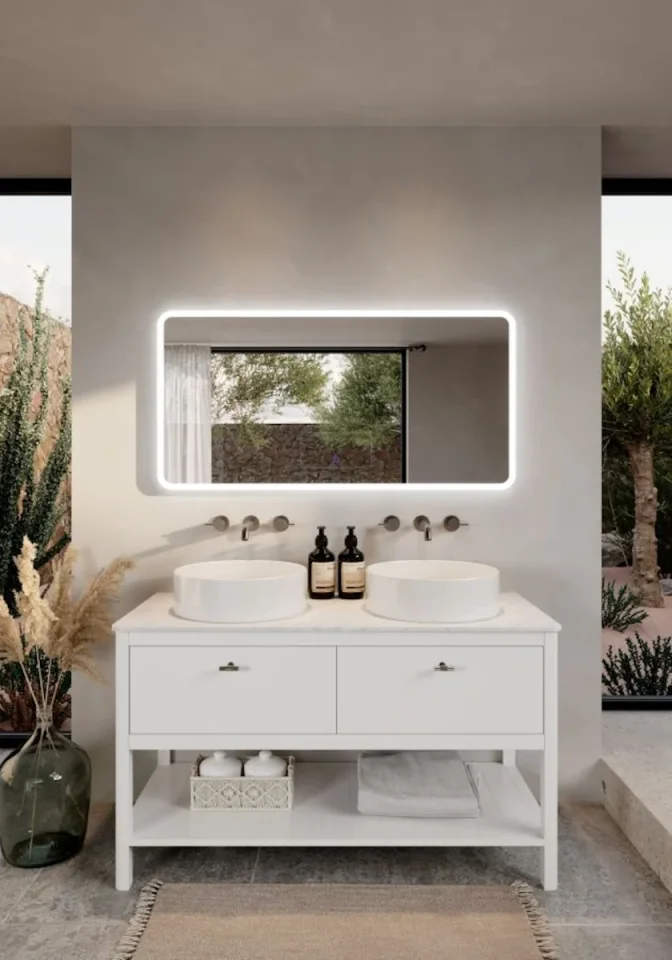 Saneux Frontier 120cm 2 Drawer Floor Standing Unit With Undermount Tray - Matte White detail view - Image 6