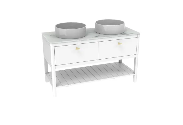 Saneux Frontier 120cm 2 Drawer Floor Standing Unit With Undermount Tray - Matte White