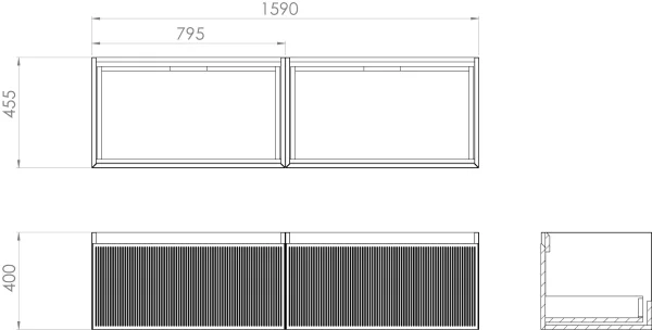 Saneux Monument 160cm Kit - 2 X 60cm 1 Drawer Wall Mounted Unit, 2 X 20cm Spacers & 160cm Countertop - Matte Black