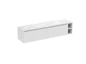 Saneux Monument 180cm Kit - 2 X 80cm 1 Drawer Wall Mounted Unit, 20cm Spacers & 180cm Countertop - Matte White