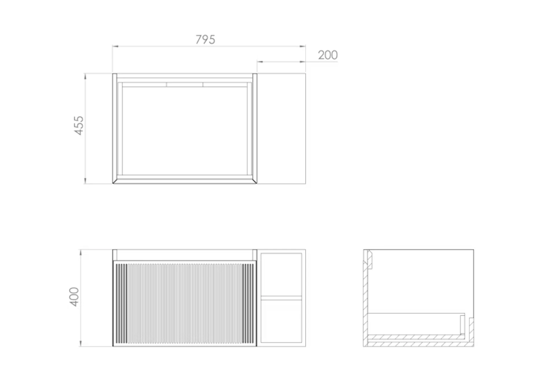 Saneux Monument 80cm Kit - 60cm 1 Drawer Wall Mounted Unit, 20cm Spacer & 80cm Countertop - Matte White