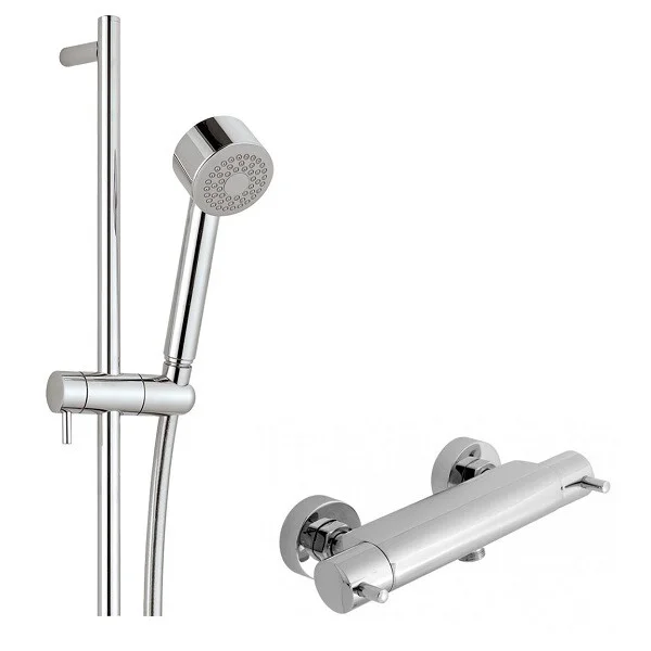 Just Taps Techno Slide Rail Kit With Single Function Head And Thermostatic Mixer Wall Mounted