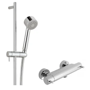 Just Taps Techno Slide Rail Kit With Single Function Head And Thermostatic Mixer Wall Mounted