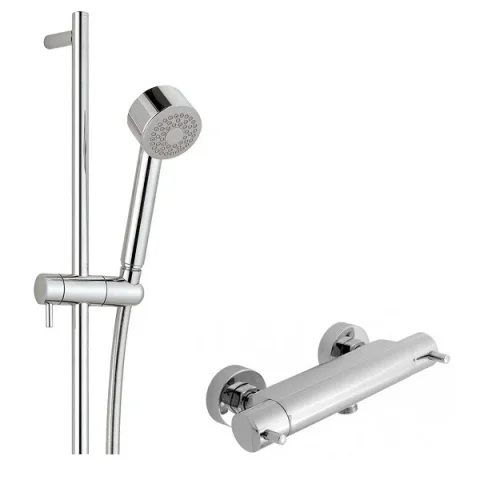 Just Taps Techno Slide Rail Kit With Single Function Head And Thermostatic Mixer Wall Mounted product image - Image 1