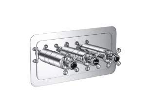 Just Taps Grosvenor Cross-Thermo 2 Outlet Valve Horizontal Matt Black