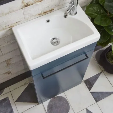 Roper Rhodes 450mm Esta Freestanding Unit - Derwent Blue detail view - Image 3