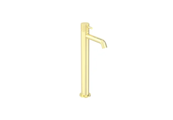 Saneux Cos Tall Basin Mixer Kit - W/ Fluted Handle - Brushed Brass (pvd)