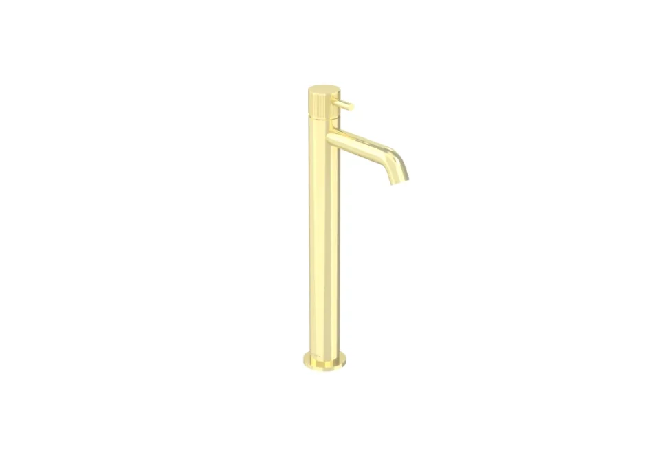 Saneux Cos Tall Basin Mixer Kit - W/ Fluted Handle - Brushed Brass (pvd) product image - Image 1