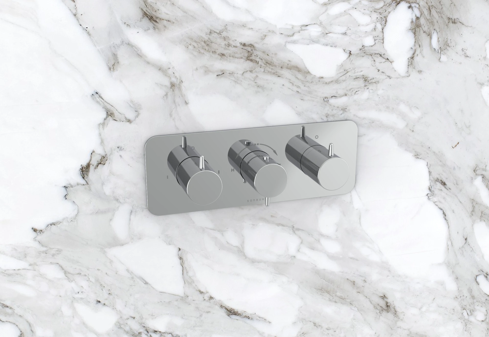 Saneux Eden 3 Way Thermostatic Shower Valve Kit In Landscape - Chrome