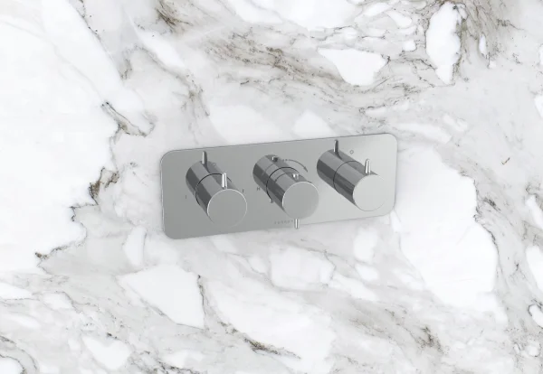 Saneux Eden 3 Way Thermostatic Shower Valve Kit In Landscape - Chrome