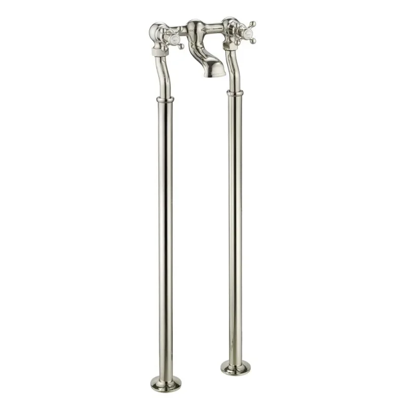 Just Taps Grosvenor Cross Freestanding Bath Filler Nickel detail view - Image 2