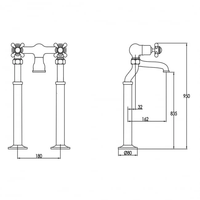 Just Taps Grosvenor Cross Freestanding Bath Filler Nickel
