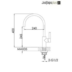 Just Taps Brushed Black Single Lever Sink Mixer product image - Image 1