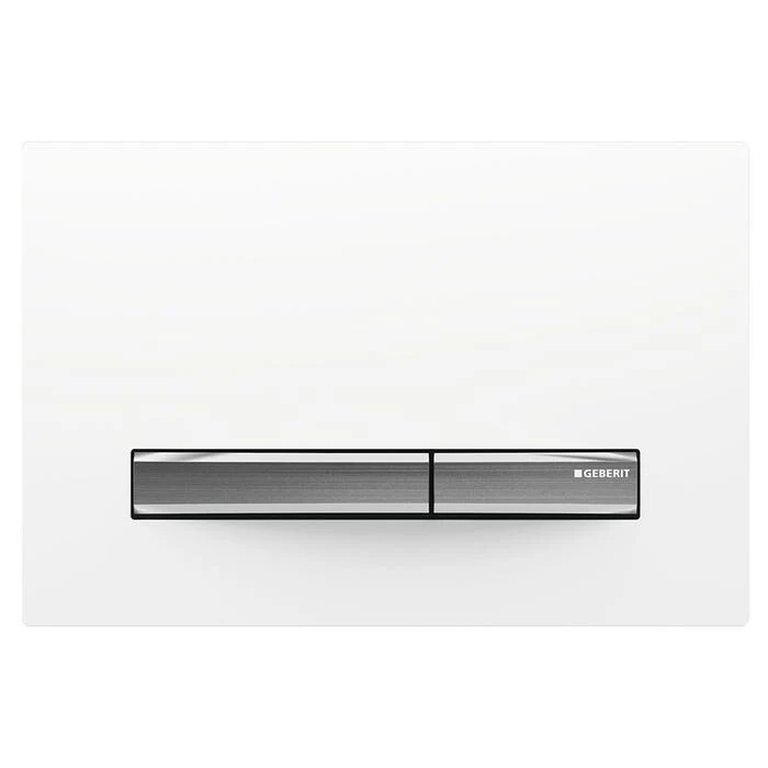 Geberit Sigma50 Square Flush Plate For Dual Flush - White With Chrome Button