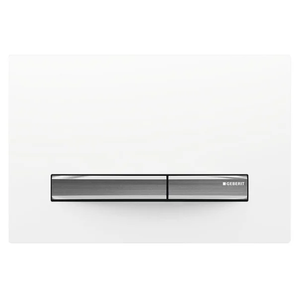Geberit Sigma50 Square Flush Plate For Dual Flush - White With Chrome Button