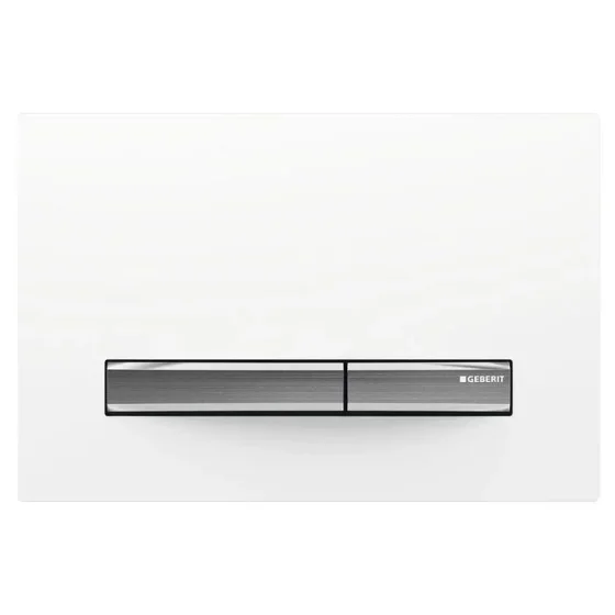Geberit Sigma50 Square Flush Plate For Dual Flush - White With Chrome Button product image - Image 1