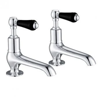 Just Taps Grosvenor Lever Long Nose Basin Taps Matt Black
