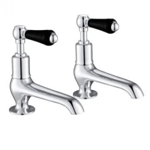 Just Taps Grosvenor Lever Long Nose Basin Taps Matt Black