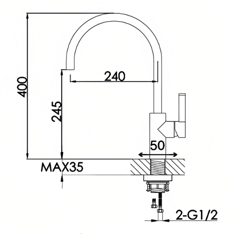Just Taps Chrome Single Lever Sink Mixer
