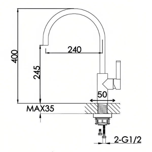 Just Taps Chrome Single Lever Sink Mixer