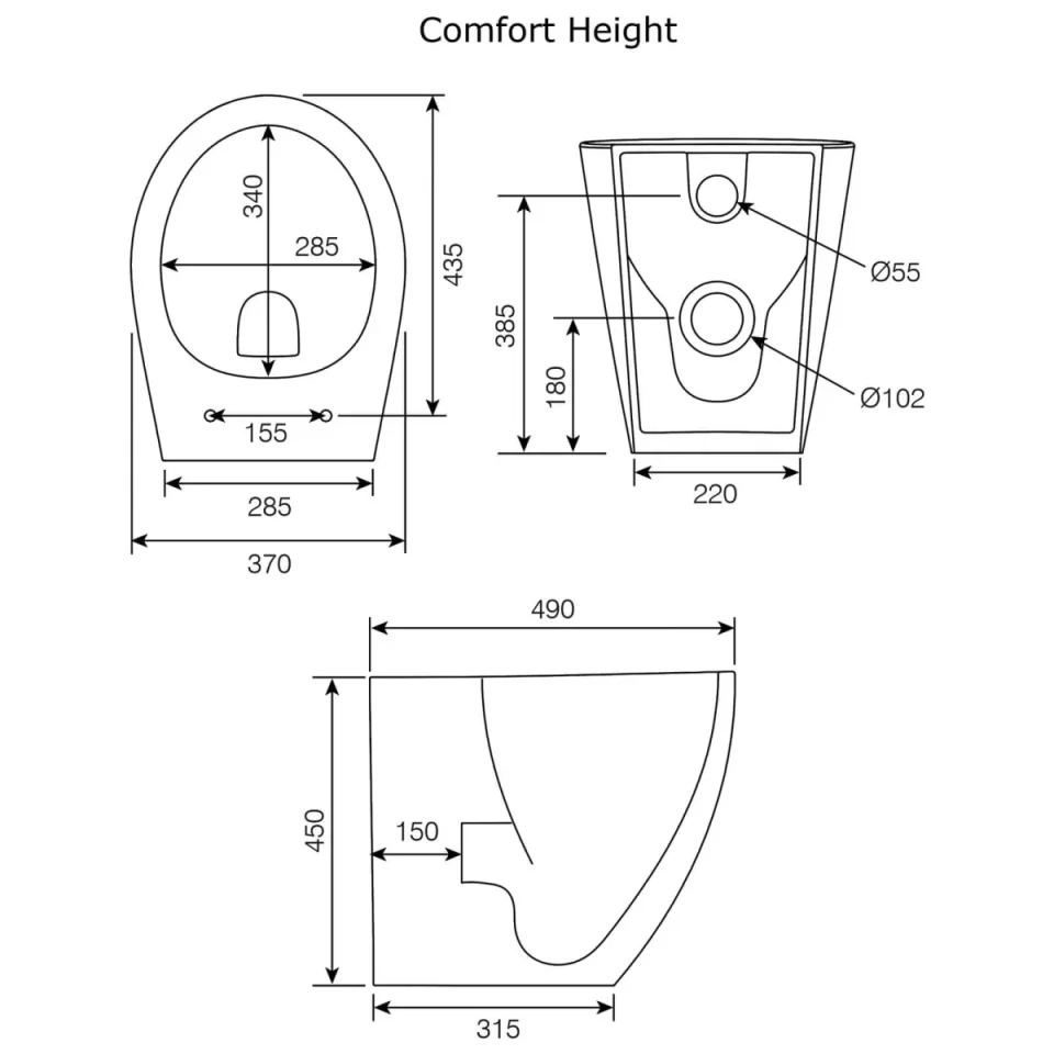 Roper Rhodes 490mm Paradigm Back To Wall Rimless Wc Pan detail view - Image 3