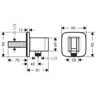 Hansgrohe Fixfit E Wall Outlet With Shower Holder Matt Black detail view - Image 2