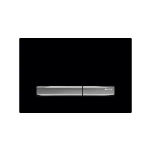 Geberit Sigma50 Square Flush Plate For Dual Flush - Black With Chrome Buttons