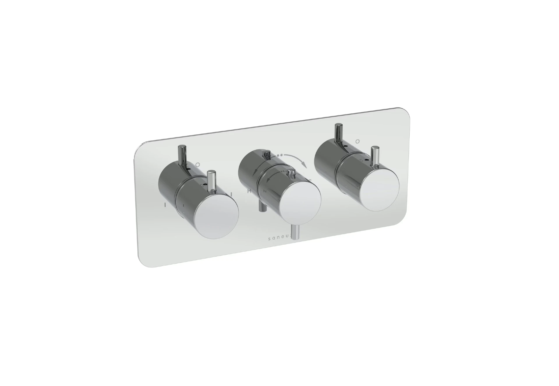 Saneux Cos 2 Way 3 Handle Thermostatic Shower Valve Kit - W/ Classic Handle - Landscape - Chrome